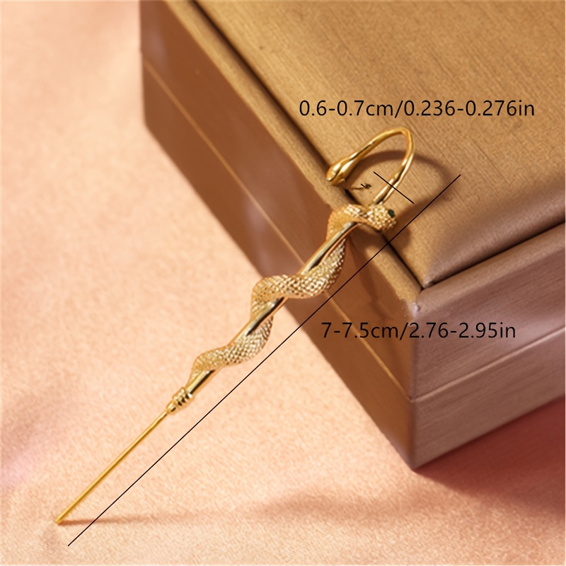 Snake Long Ear Studs with CZ Copper Earrings
